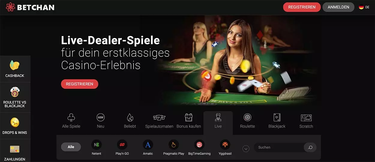Betchan Live Casino Lobby