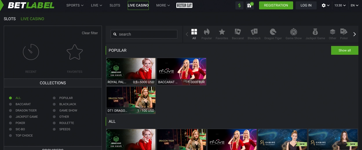 Betlabel – Live-Casinospiele